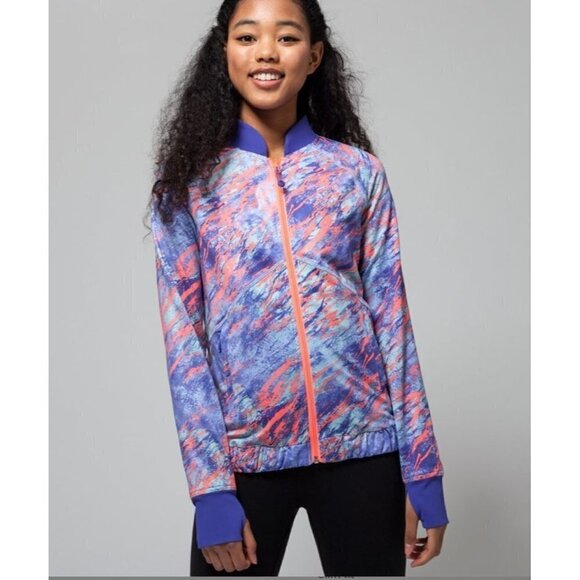 Lululemon Ivivia Purple Orange Full Zip Performance Knit Jacket Girls Youth 12 - Picture 1 of 11